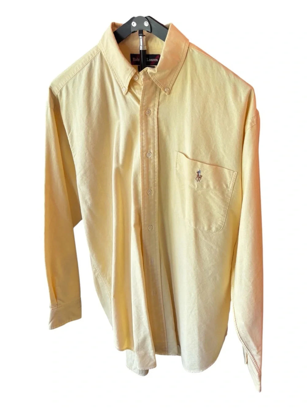 Vintage 90s Ralph Lauren Big Shirt Men’s Medium Yellow Oxford Pony Oversized